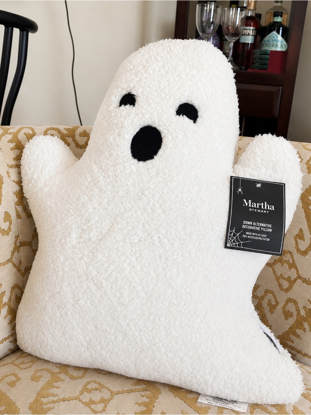 Martha Stewart White Plush Ghost Accent Pillow